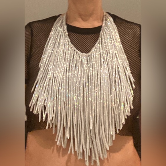 Iridescent, Lycra long tassel necklace - Picture 3 of 3